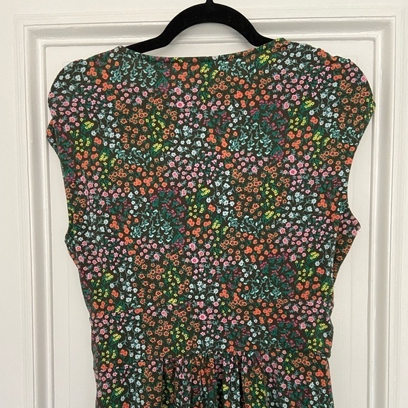 Lands’ End Colorful Floral Pink Green Black Sleeveless Wrap Front Jersey Dress - Picture 5 of 13